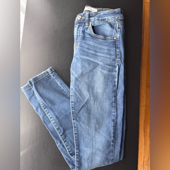 KANCAN High Rise Ankle Skinny Jeans Classic Blue Denim Jeans - Picture 2 of 7